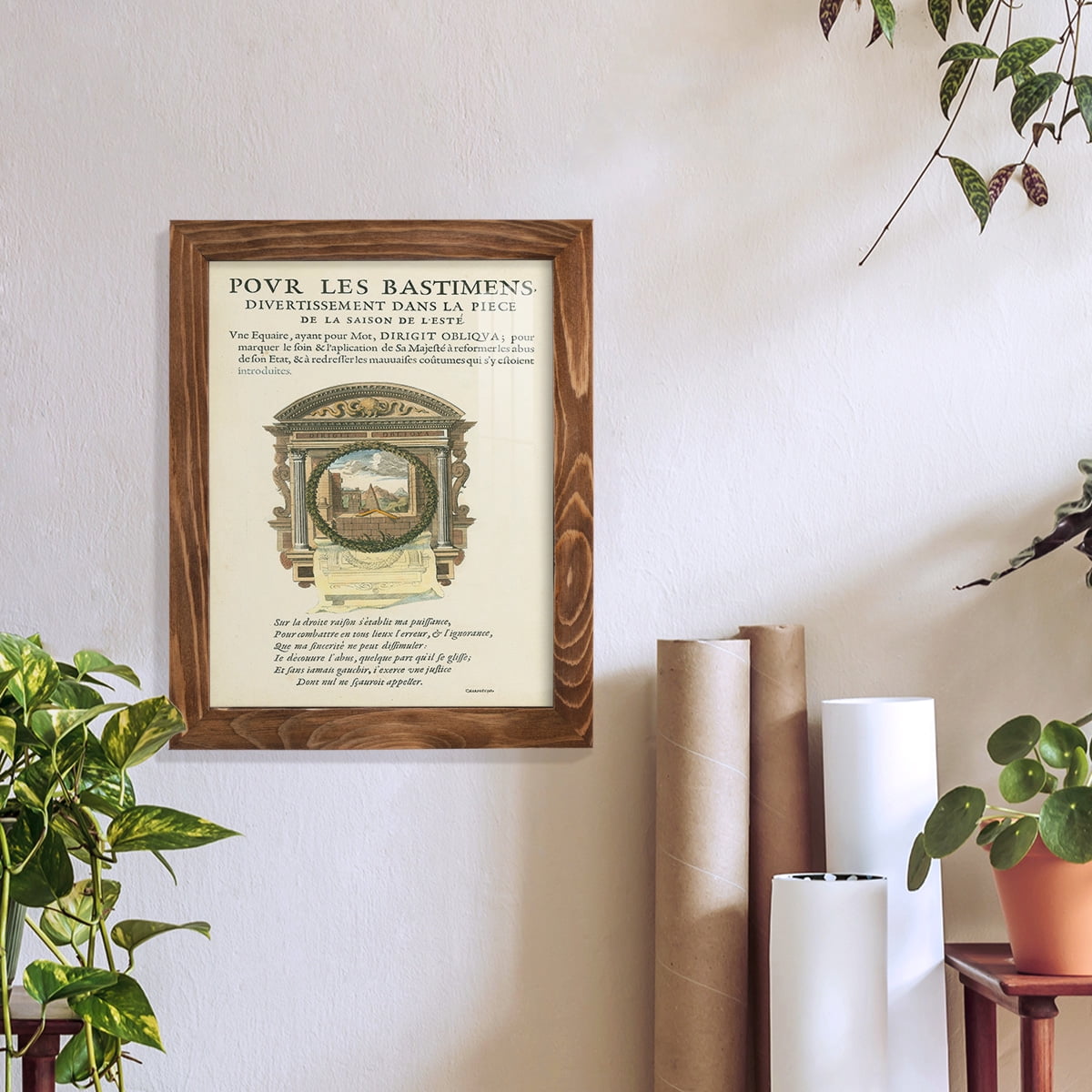 Printed Embellished Bookplate I - Framed Print w/glass - Walnut