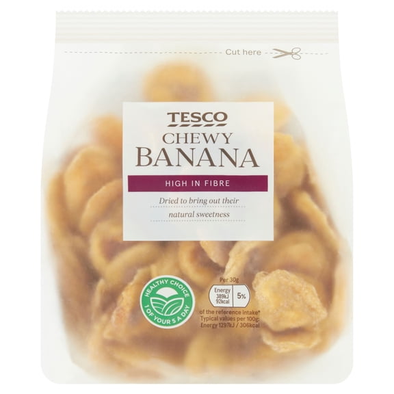 Tesco Chewy Dried Banana 200G, Imported from Britain