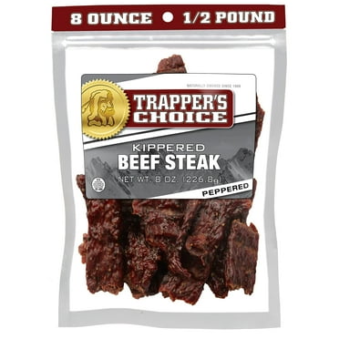 Old Trapper, Trapper's Choice MSF2 Peppered Kippered Steak, Eight-Ounce Individual Package, Spicy Meat Snacks, 11 Grams of Protein and 70 Calories Per Serving (Pack of One)