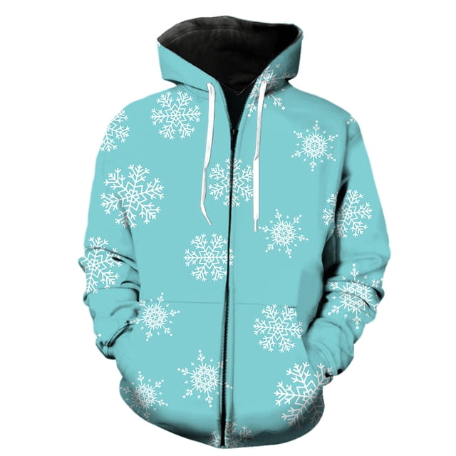 Sudadera con capucha y cremallera para hombre, con estampado de copos de nieve de invierno, de gran tamaño, genial, gran oferta 2024, hip hop, divertida, informal, primavera, moda, estampado 3D para a