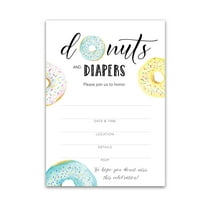 Donut and Diapers Sprinkle Invitation — Pack of 25 — Boy Baby Shower Invitations, Blue Donut Shower Theme, Donut Baby Shower Invites for Couples Coed Shower, Donuts Blank fill-in Invites I850-INV3