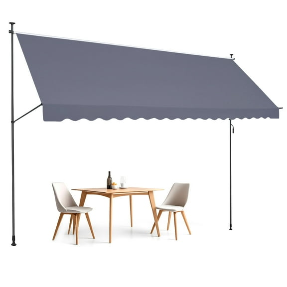 VEVOR 178 x 47" Patio Awning Retractable, Awning Sunshade Shelter with Manual Crank Handle, Outdoor Patio Canopy Sunsetter Deck,Adjustable Height from 86 to 122 in,for Patio/Balcony/Yard, Dark Gray