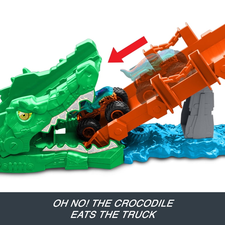 Hot Wheels Monster Trucks Crocodile Crash Challenge Playset & 1:64