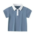 thumbnail image 2 of Dyfzdhu Children Summer T-shirt Short Sleeved Stand Up Collar Solid Color Top Casual Going Out for Boys Girls, 2 of 7