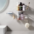 thumbnail image 2 of 3-Pack Shower Storage Rack with 11 Hooks for Hanging Shower Ball and Razor  Shampoo Holder Organizer No Drilling Shower Shelf with 4 Traceless Adhesive Hooks, 2 of 7