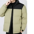thumbnail image 5 of YueHuiYing Men's Casual Solid Color Block Jacket Stand Collar Long Sleeve Zip Up Loose Thickened Warm Winter Coat, 5 of 6