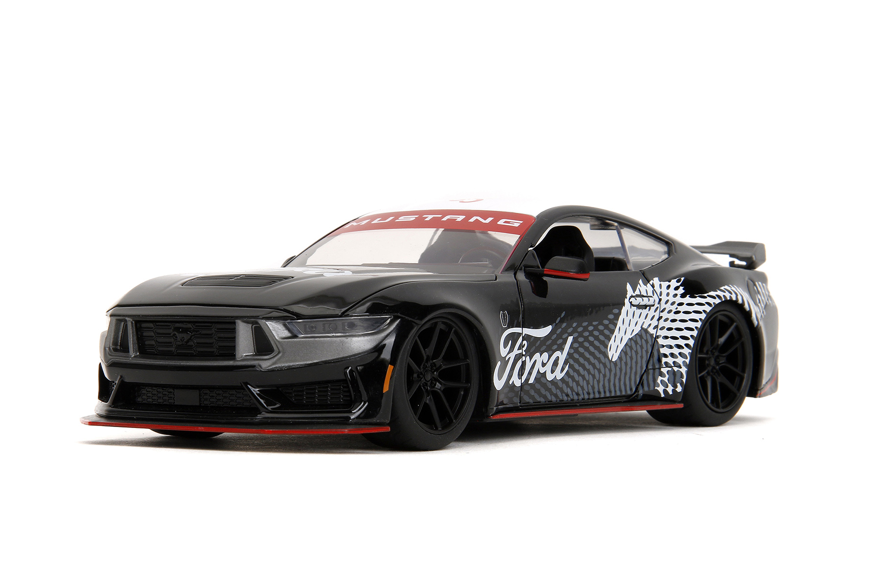 2024 Ford Mustang Dark Horse Hardtop, Black /White - Jada Toys 35418 - 1/24 Scale Diecast Model Car
