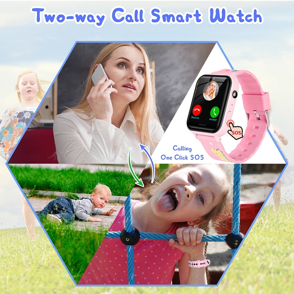 Kids Smart Watch 2G 1.54 inch Pink ABS Case with Pink Rubber Band