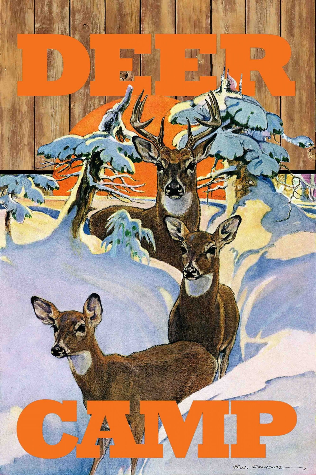 Marmont Hill Inc Marmont Hill - "Deer Camp 2" by Saturday Evening Post Painting Print on Canvas - Multi-color