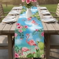 thumbnail image 4 of Pink Flamingos Table Runner 90 Inches, Summer Beach Tropical Floral Cactus Bed Runner Dresser Scarves Tabletop for Indoor Outdoor Parties/Ceremony/Banquet, 13" x 90", 4 of 9