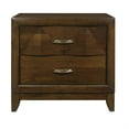 thumbnail image 2 of Nibo 28 Inch Nightstand- 2 Drawers- Satin Brass Handles- Brown Solid Wood, 2 of 6