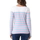 thumbnail image 3 of Blusa de mujer INSPIRE CHIC de rayas, bloque de color, de manga larga, camiseta casual, L, azul y rosa, 3 of 6