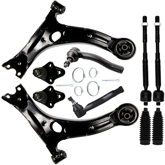 SCITOO 10pcs Front Suspension Kit Lower Control Arm Ball Joints Inner Outer Tie Rod Ends w/Steering Boots Fit For 2003-2008 For Toyota Corolla