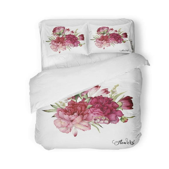 Bed Sheet Set Watercolor Peony for Women Flower Bedding Comforter Cover for Wedding Valentine's D