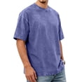thumbnail image 6 of Dresfit Men's Big and Tall Shirt Acid Wash Crew Neck Work Out T Shirts Summer 2026 Short Sleeve Relaxed Fit Oversized Hawaiian Streetwear Baggy Loose Fit Tees Blue 3XL, 6 of 8