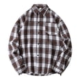 thumbnail image 1 of Blusa y camisa de manga larga con cuello vuelto para hombre, blusa informal a cuadros a la moda con botones y cuello vuelto, blusa de poliéster para hombre, 1 of 8