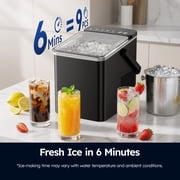 SIMZLIFE Portable Countertop Ice Maker Machine, 26 lbs Ice Per Day, 9 Bullet Ice Cubes Ready in 6 Minutes, Small & Large Ice Sizes, Self-Cleaning, 1.1L Water Tank, Ice Scoop & Basket, Black