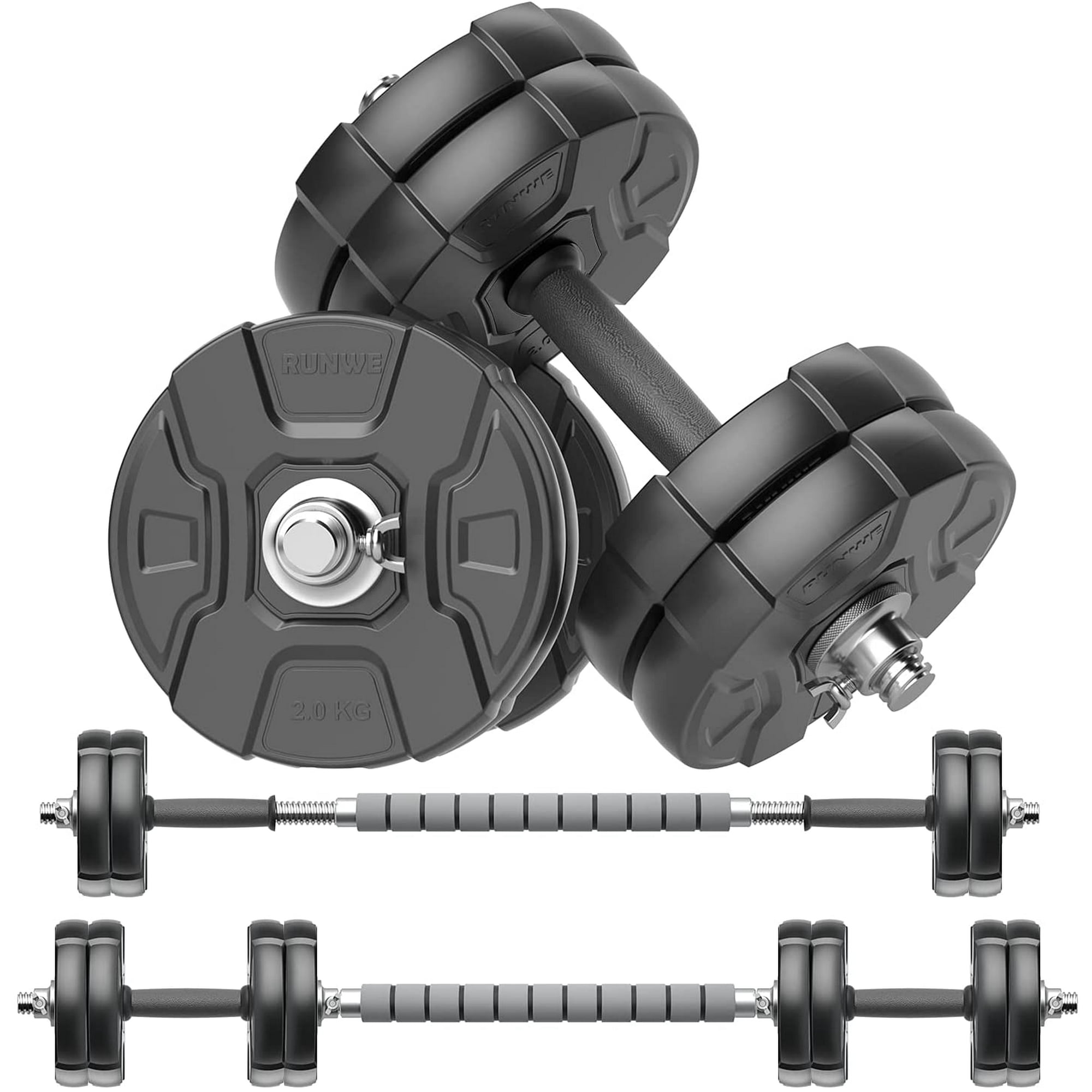 RUNWE Adjustable Dumbbells Barbell Set of 2 40 50 70 90 100 lbs Free Weight Set with Steel Connector Home Office Gym Fitness Workout Exercises for Men Women Beginner Pro Walmart