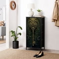 thumbnail image 6 of Metal Dresser for Bedroom with 4 Storage Drawers Ornate Golden Key Green Baroque Door Intricate Vintage Dressers Chest of Drawers Steel Framed Fabric Closet Organizers for Dorm Entryway, 6 of 8