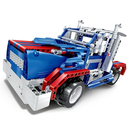 - Bo Toys R/C 2 in 1 Sports car and Semi-trailer truck Building Bricks Radio Control Toy, 455 Pcs DIY Kit with USB Rechargeable Battery, Construction Build It Yourself Toys