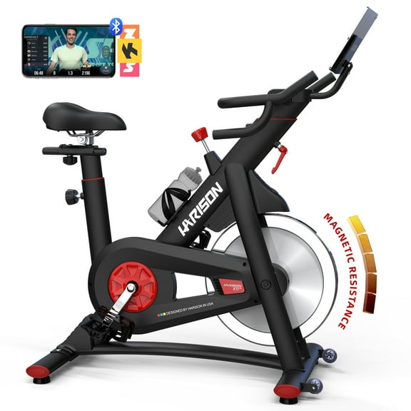HARISON Semi-Commercial Exercise Bike, Magnetic Stationary Bike for Home with 350 Lbs Weight Capacity, Adjustable Resistance, Tablet Holder, and Comfortable Seat Cushion
