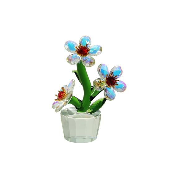Dazzling Color Crystal Flower Figurine,Crystal Flower Gifts for Mom Wife Girlfriend,Crystal Glass Flower Ornaments for Home Office Tabletop Centerpieces(Three Flowers)