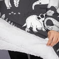 thumbnail image 3 of Oversized Wearable Blanket Hoodie,Black and White Dinosaur Pattern Sherpa Blanket Hoodie with Super Pockets,Super Warm Fuzzy Pullover for Women & Men, 3 of 6