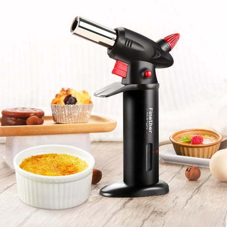 Finether Chef Culinary Butane Torch Refillable Cooking Kitchen Blow Torch with Safety Lock & Adjustable Flame for Pastries, Desserts, Crme Brle, Brazing, Soldering, Camping, Welding & More, (Best Plumbers Blow Torch)