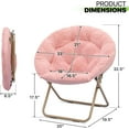 thumbnail image 2 of WSSYzyzf Saucer Chair for Teens Adults, Oversized Folding Cozy Moon Chair with Gold Metal Frame, Furry Faux Fur Comfy Lazy Seat for Bedroom, Living Room, Dorm Room, Apartment (Pink), 2 of 9