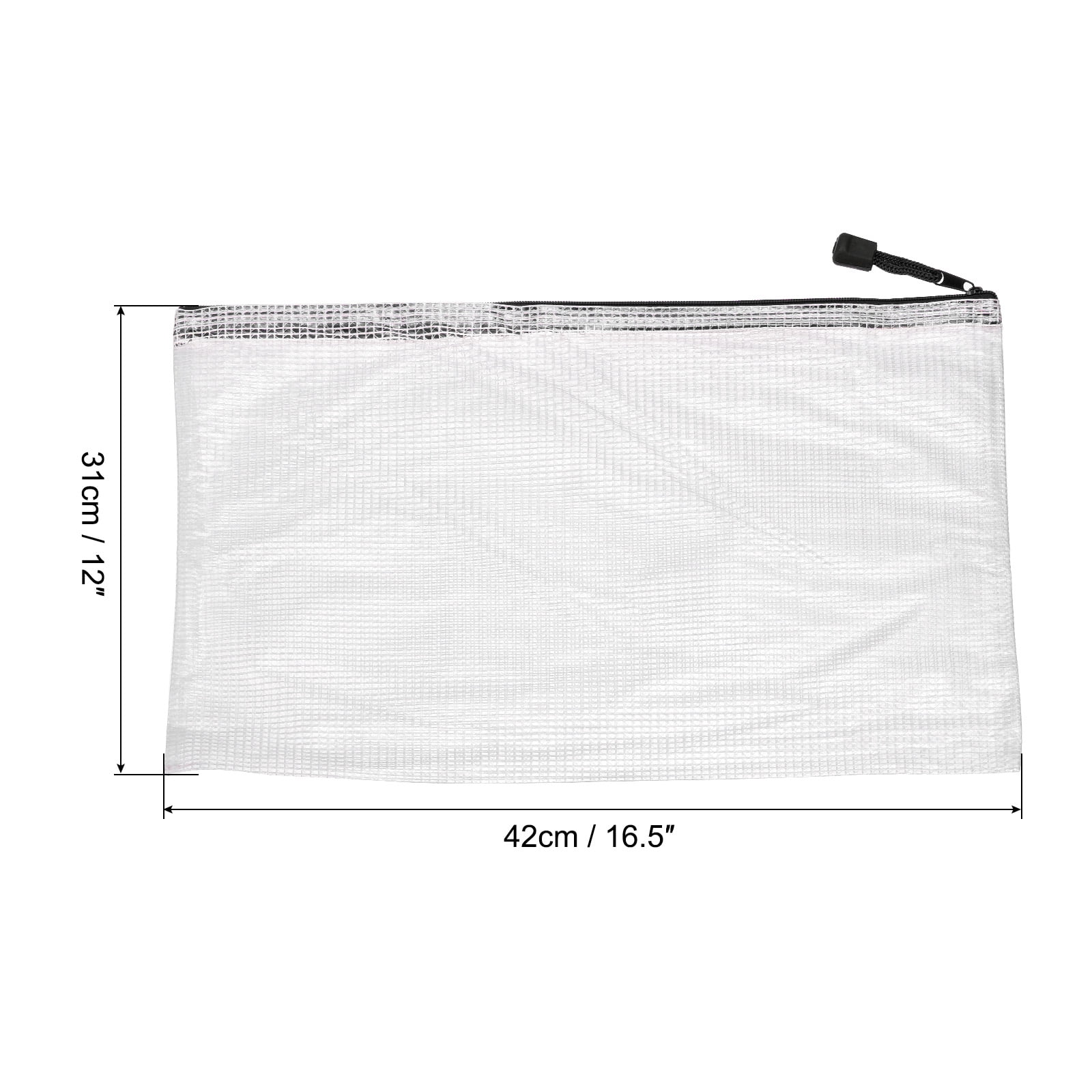 Unique Bargains Mesh Zipper Bag Plastic Zip File Pouch Document Folders Home Office Travel Black