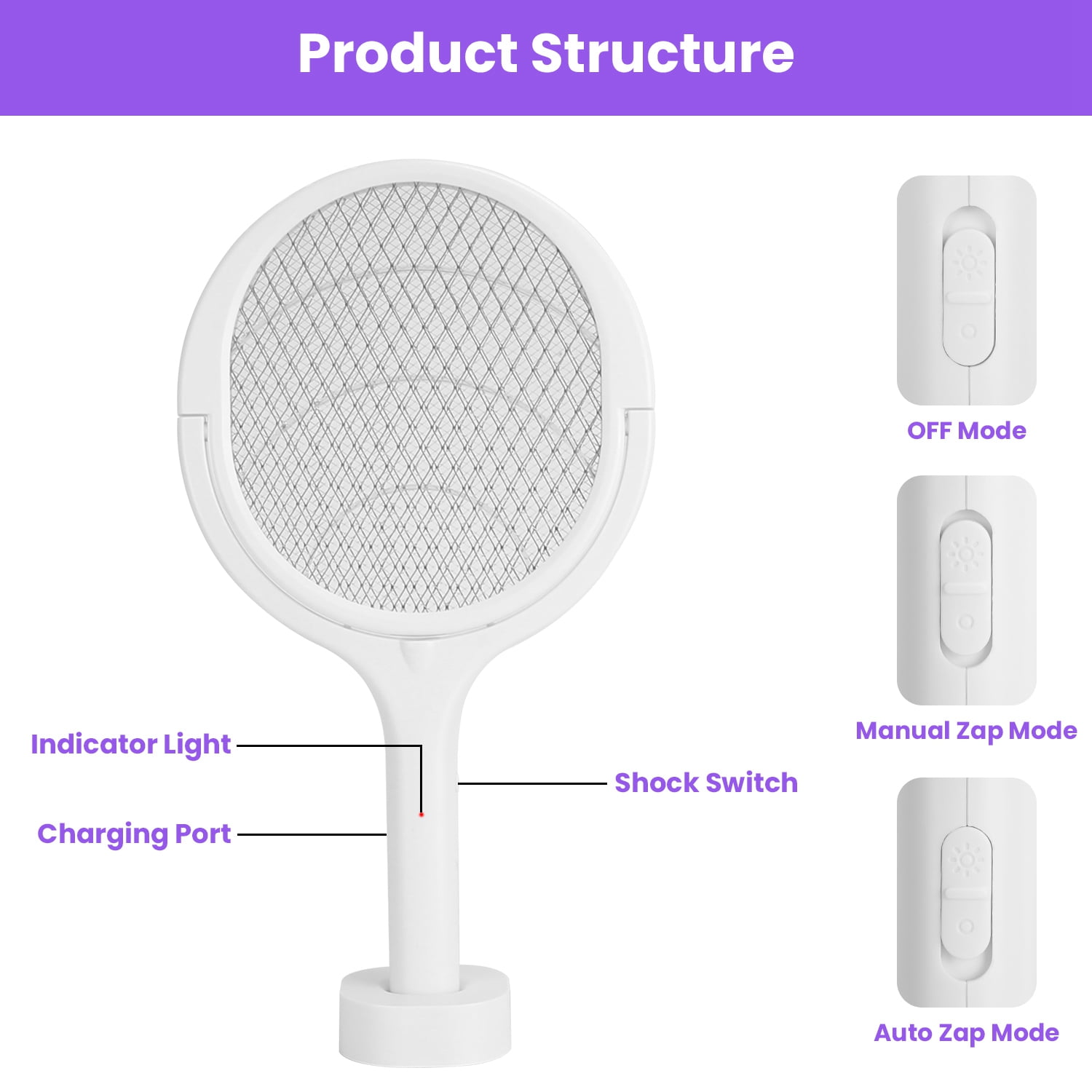 3 in 1 Bug Zapper Indoor 3200V Powerful Dual Modes with Telescopic Extension Wand for Indoor Outdoor Room Office Patio Garden