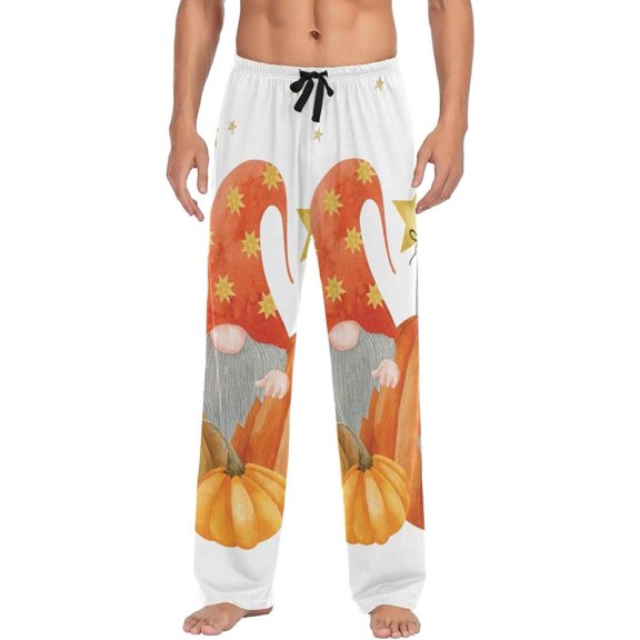 Thanksgiving Gnome Halloween Pumpkin Ghost Pajama Pants, Men's Lounge Pants Light with Drawstring and Pockets, Christmas New Year Birthday Father's Day Gifts, Small