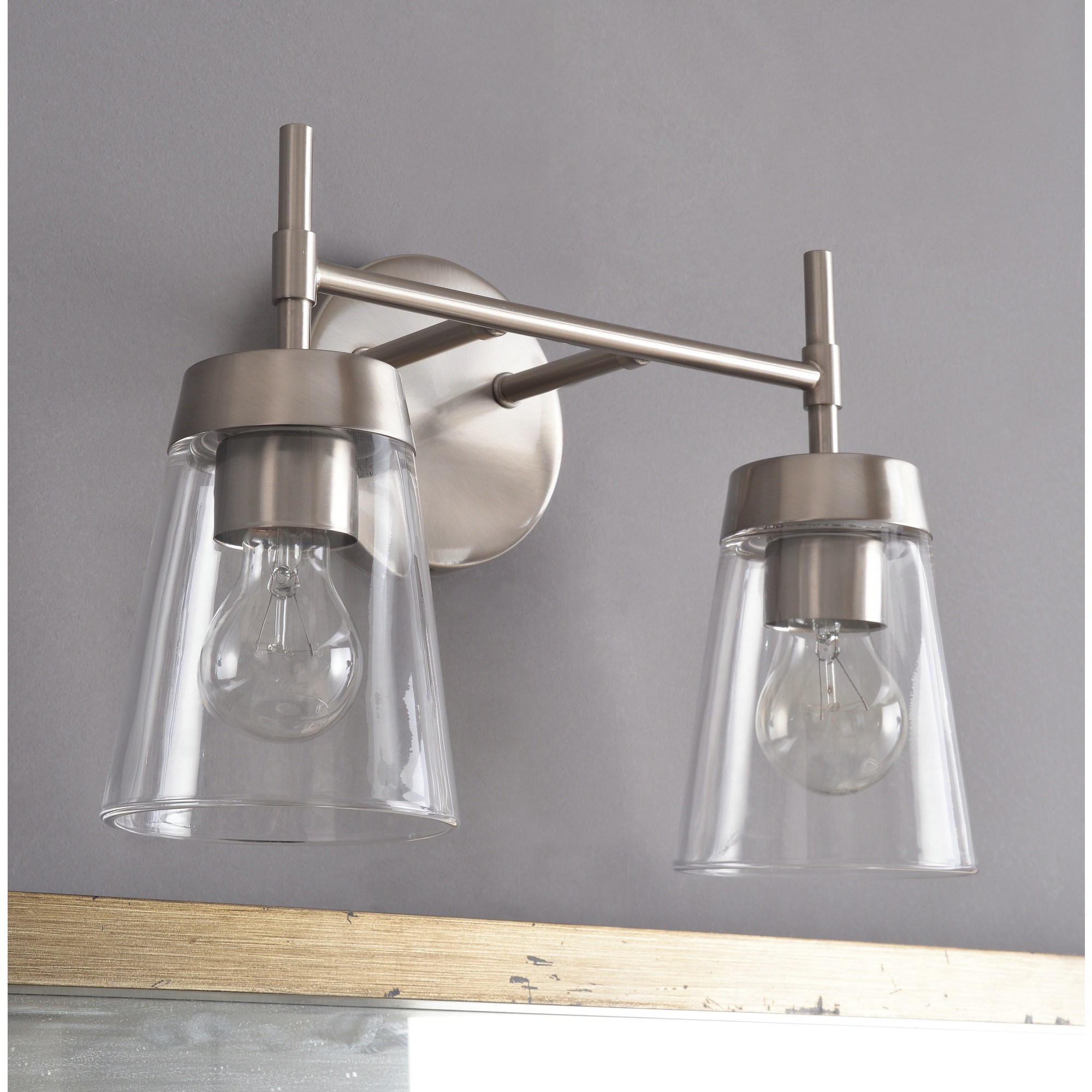 Kenroy Home Delgado 15'' Vanity Light 2-Light Wall Light Fixture Transitional Table Light Fixture for Bathroom, Hallway, or Office, Brushed Steel