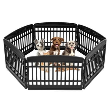 IRIS Dog Playpen, 6-Panel 24" Pet Playpen, Puppy Playpen, Indoor/Outdoor Dog Pen, 60 x 60 x 24, Foldable