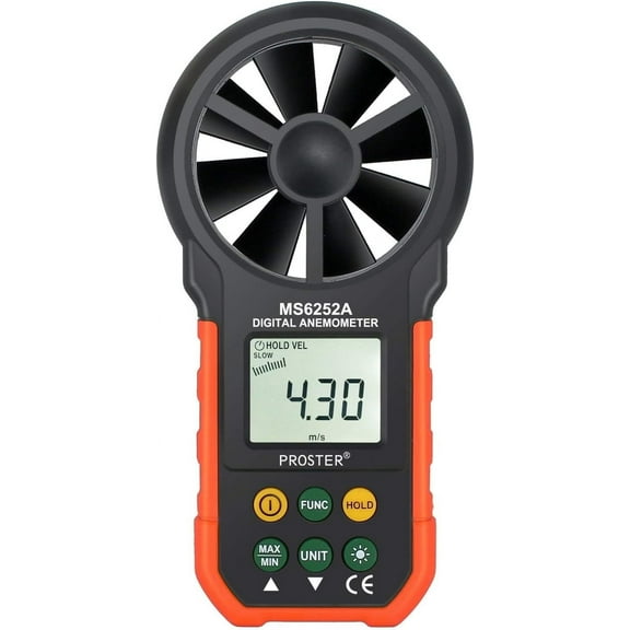 Proster Handheld Digital Anemometer - Portable Wind Speed Meter CFM Meter Wind Gauge Air Volume Measure with LCD Backlight for Outdoors Sailing Surfing Fishing