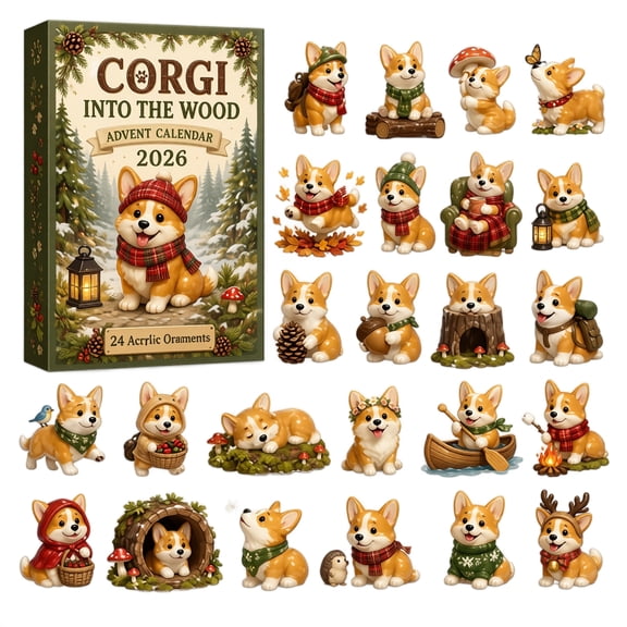 Corgi Advent Calendar 2026 with 24 Acrylic Ornaments, Cute Christmas Decorations for Dog Lovers, Holiday Gifts