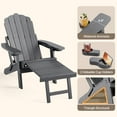 thumbnail image 5 of Noelse Folding Adirondack Chair with Ottoman, Upgraded Outdoor Adirondack Chair with 5-Level Adjustable Backrest, Cup Holders, All-Weather HDPE, Ideal for Patio, Porch, Balcony (Gray), 5 of 10