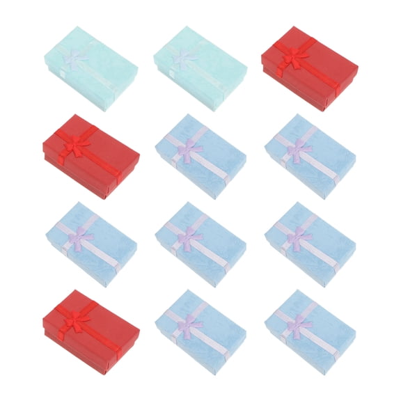 HEATSHAKING 12Pcs Jewelry Present Box with Bowknot Assorted Color for Earrings Necklaces and Bracelets Storage