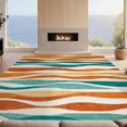 thumbnail image 2 of Design&I 4'x6' Washable Area Rug Abstract Wavy Stripe Orange Teal Burnt Fall Sunflower Tiger Sunflowers for Reading Nook, Bedroom, Pet Friendly & Non-Slip Built-In Grip, 2 of 7