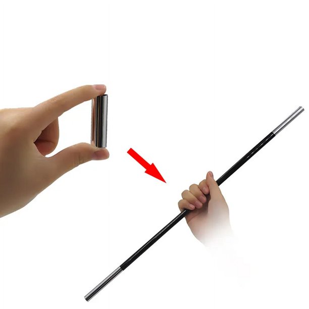 Bastón con apariencia de Metal, varita mágica de bolsillo, accesorios para mago de escenario, trucos de magia de primer plano (negro)