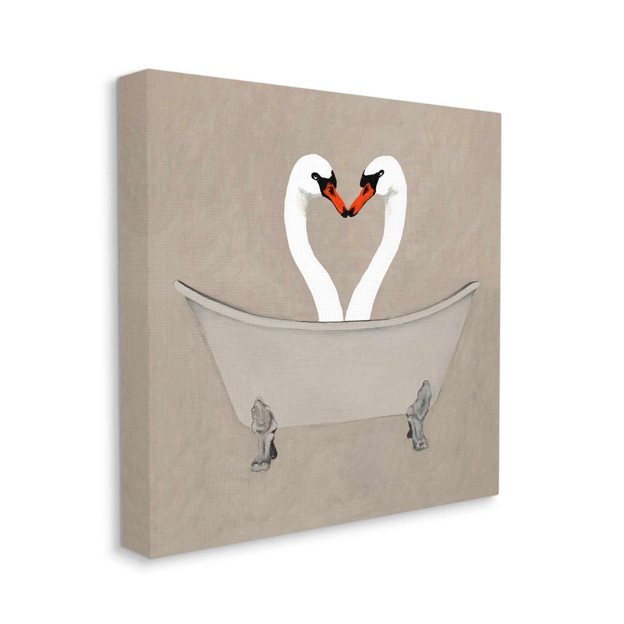 Stupell Industries Two Swans Heart Shape Bathtub Animals & Insects Painting Gallery Wrapped Canvas Print Wall Art