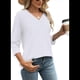 thumbnail image 2 of Blusas de Mujer con Mangas 3/4 y Cuello en V, Estilo Túnica Informal, Básicas, Holgadas L, 2 of 6