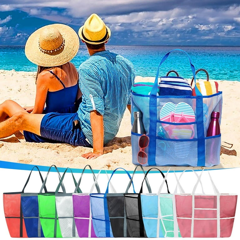 Moocorvic Swimming Mesh Beach Bag Extra Beach Toys,Beach Essentials for  Sand Toys Beach Net For Holding Beach Bag