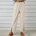 thumbnail image 6 of Sexlip Womens Straight Leg Pants Summer elastic waist tapered leg lightweight fabric breathable wrinkle resistant for Casual Sports wear White L, 6 of 8