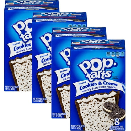 - (4 Pack) Kellogg's Pop-Tarts Breakfast Toaster Pastries, Frosted Cookies and Creme, 14.1 oz 8 Ct