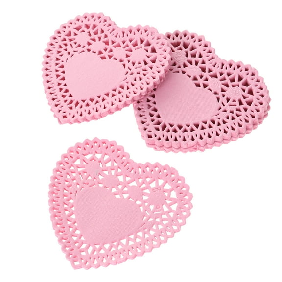 OUNONA 250 Pieces 4 Inch Wedding Table Decorations Hollow Heart Placemats Floral Paper Doilies Oil-Resistant Cake Baking Mats Assorted Colors