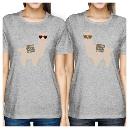 Llamas With Sunglasses Womens BFF Matching Cute Graphic T-Shirts