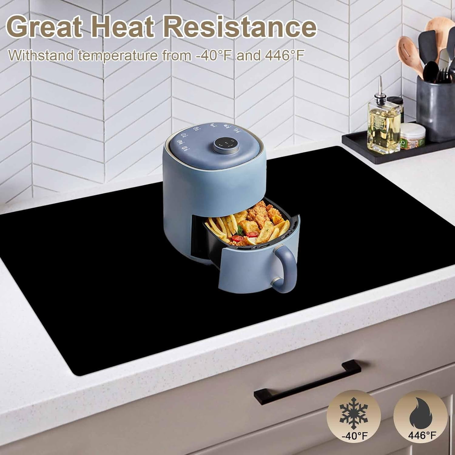 Large 36"x24" Silicone Mats for Kitchen Counter, Heat-Resistant Non-Slip Countertop Protector and Waterproof Craft Mat, 2-Pack (Semitransparent)