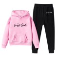 thumbnail image 4 of LUOGENLI Girls Fall Outfits Size 7/8 Blue Sweatshirt Girls Kids Boys Kids Hooded Tracksuit Unisex Two Piece Outfits Hoodie Sweatshirt Sweatpants Set Girls Fall Outfits Size 10-12 Dress 3-4 Years, 4 of 4