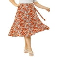 thumbnail image 5 of Agnes Orinda Women's Plus Size Boho Floral Wrap Skirts a Line Midi Chic Ruffled Hem High Waisted Skirt 1X Orange Red, 5 of 8